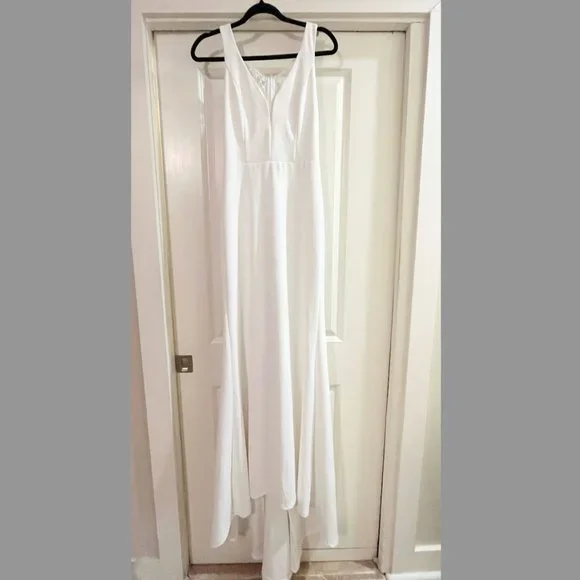 Lulu's Long-Lasting Love Ivory Lace V-Neck Mermaid Dress - Picture 5 of 15